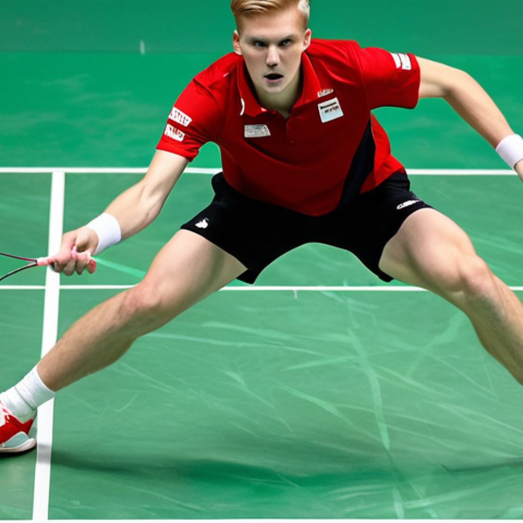 빅터 악셀센 배드민턴 경기 분석 - Anticipation and Court Coverage** "Viktor Axelsen fully clothed in professional badminton attire, m...