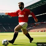 Home 20 에릭 칸토나의 프랑스 축구 역사 - A dynamic football scene capturing Eric Cantona in mid-action during a Premier League match at Old T...