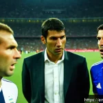 Home 18 지단의 헤드버트 사건 - A dramatic, high-intensity scene set during the 2006 FIFA World Cup final in a packed stadium under ...